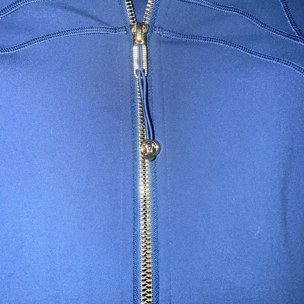 lululemon athletica Navy Blue Zip-Up Jacket with Gold Zipper - Picture 3 of 4